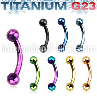 utbneb anodized titanium g23 eyebrow banana ring with 3mm balls