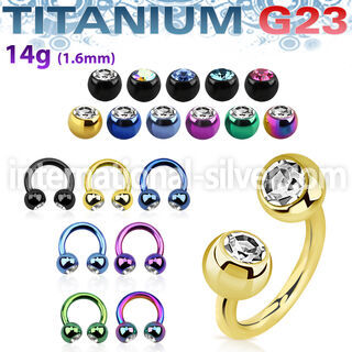 utcbjb5 anodized titanium g23 circular barbell 5mm jewel balls