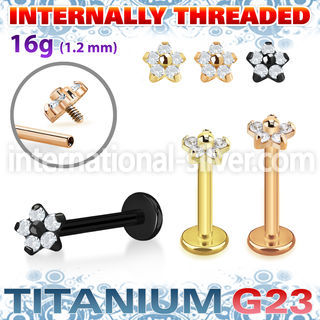 utlbin54 pvd plating titanium labret stud flower cz internal
