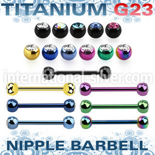 utnpjb5 straight barbells anodized titanium g23 implant grade nipple