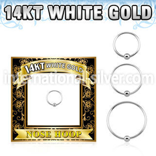 w14hob 14k white gold endless nose hoop with ball
