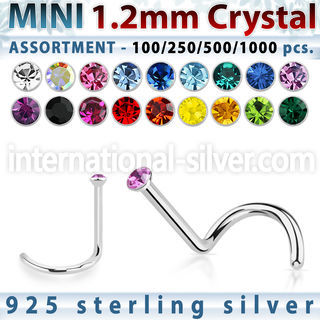 wholesale silver nose screw bulk w 1.2mm crystal top