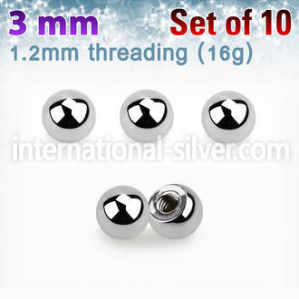 xbal3 pack of 10 pcs of 3mm high polished 316l steel balls