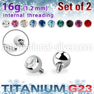 xujb3i titanium ball tops with prss fit clear gem 3mm