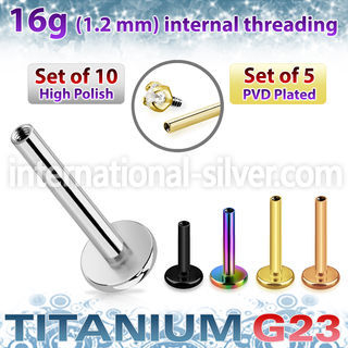 xulb16gi titanium internal threading labret stud bars 10pcs