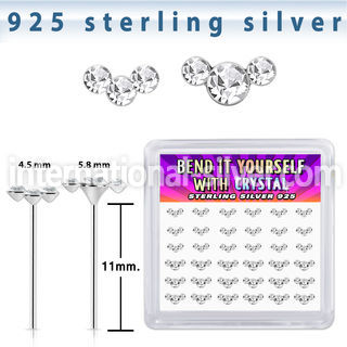 y36cumxc silver bend it to fit nose studs 22g crystals 36