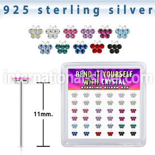 yxbufm36 silver bend it to fit nose studs 22g butterfly 36