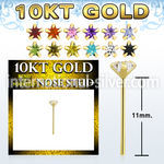 10kt gold bend it nose stud with 3mm star prong set cz