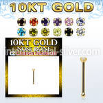 10kt gold nose bone w 1.25mm round color cz stone