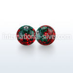 10mm ferido glued multi gems ball in strawberry design and covered with resin 14g 1 6mm threading one piece