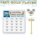 18bmos20 18k gold plated silver nose bones 3 round crystals