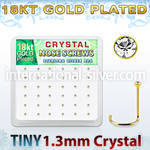 18w6xc box gold plated silver nose screws 1.25mm clear crystals