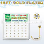 18wp14xc box gold plated silver nose screws w set 2mm crystals