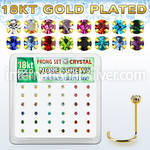 18wp14xm box gold plated silver nose screws set 2mm mix crystals
