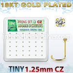 18wz12xc box gold plated silver nose screw w set 1.25mm clear czs