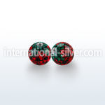 8mm ferido glued multi gems ball with strawberry design covered with resin 14g 1 6mm threading one piece