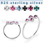 aghpm22 silver seamless nose ring hoop 22g four gems