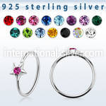 aghsm22 925 sterling silver seamless nose ring color gem star