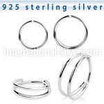 agsee silver seamless nose ring hoop 20g double ring