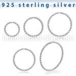 agselw20 silver seamless nose ring hoop twisted wire 20g