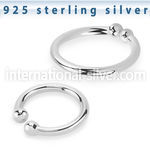 agsepm silver fake septum ring plain design