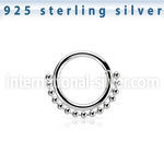 agspv16 silver seamless septum ring 16g small beads