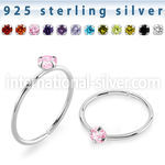 agzm22 silver seamless nose ring 22g round color cz