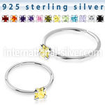 agzqm22 silver seamless nose ring 22g square color cz