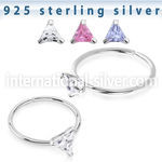 agztm22 silver seamless nose ring 22g triangle color cz