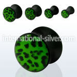 apgaa acrylic double flared plug w green black leopard logo