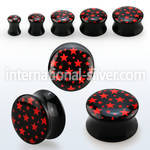 apghh black acrylic double flare logo plug with cute red stars
