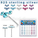 b36cumxm silver nose bones 22g crystals curved colors 36