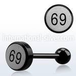 bbls10 anodized 316l steel tongue barbell 69 logo