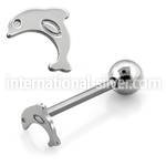 bbsh5 316l steel tongue barbell w 8mm dolphin top 8mm ball