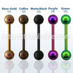 bbtt speacial color pvd 316l steel tongue barbell w 6mm ball
