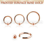 bcrr16f3 rose gold captive bead ring, 16g w 3mm frosted ball