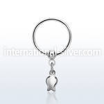 bcrs767 316l steel ball closure ring, 16g w a dangling tulip 