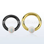 bcrt10o6 pvd plated 316l steel bcr 10g w 6mm synthetic opal ball
