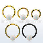 bcrt14o6 pvd plated 316l steel bcr 14g w 6mm synthetic opal ball