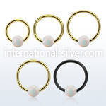 bcrt16o5 pvd plated 316l steel bcr 16g w 5mm synthetic opal ball