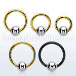 bcrtb6 hoops captive rings anodized surgical steel 316l ear lobe