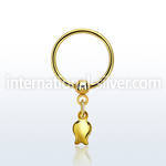 bcrts767 gold steel ball closure ring, 16g w dangling tulip 