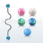 bdao4 steel industrial zig zag barbell w synthetic opal balls