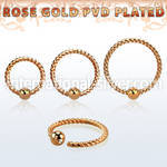 bdrtt18w rose gold steel fixed bead ring w twisted wire design