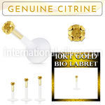 bioflex labret with push in 10kt gold w prong citrine