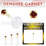 bioflex labret with push in 10kt gold w prong garnet