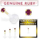 bioflex labret with push in 10kt gold w prong set ruby