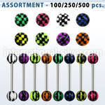 blk321 straight barbells surgical steel 316l with acrylic parts tongue