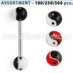 blk324 straight barbells surgical steel 316l with acrylic parts tongue