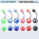 blk332 belly rings surgical steel 316l with acrylic parts belly button
